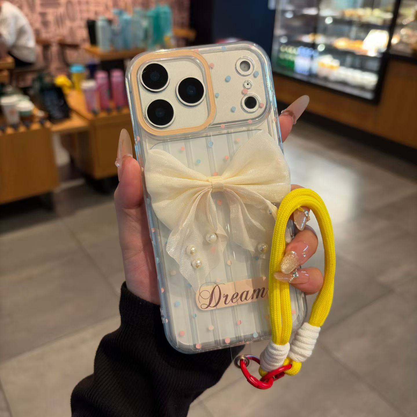 Cute Pearl Bow Case With Hanging Rope (NEW)