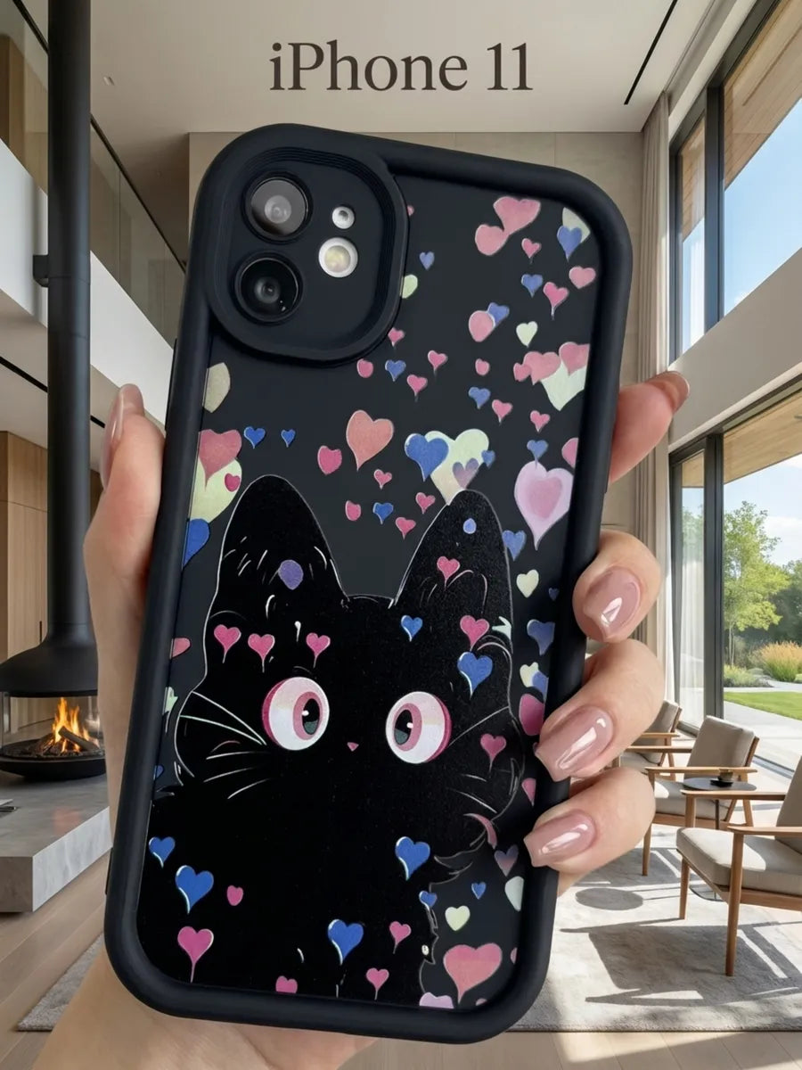 Black Cat Thick Protective Bamper Case