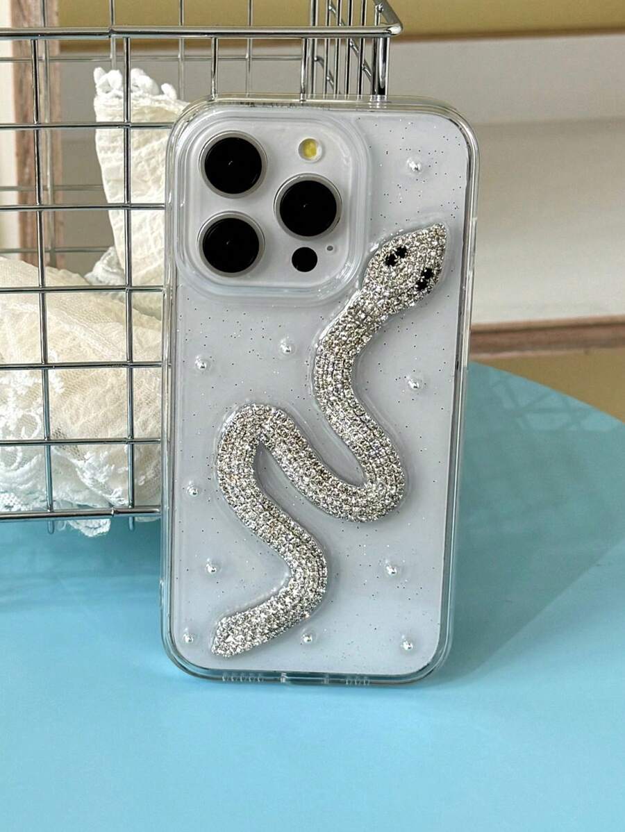 Transparent Snake Rhinestone Case