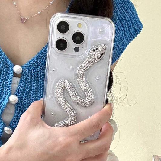 Transparent Snake Rhinestone Case