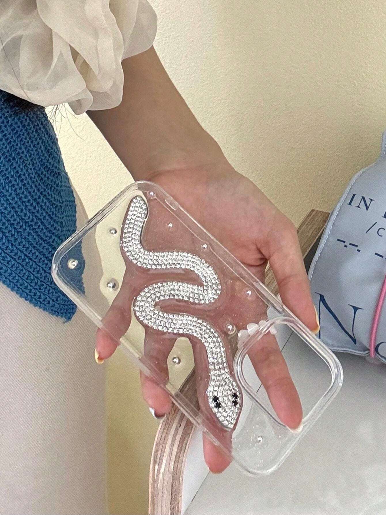 Transparent Snake Rhinestone Case
