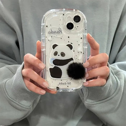 Bunny Panda Plush Tail Black Furr Case (NEW)