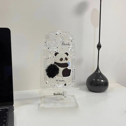 Bunny Panda Plush Tail Black Furr Case (NEW)