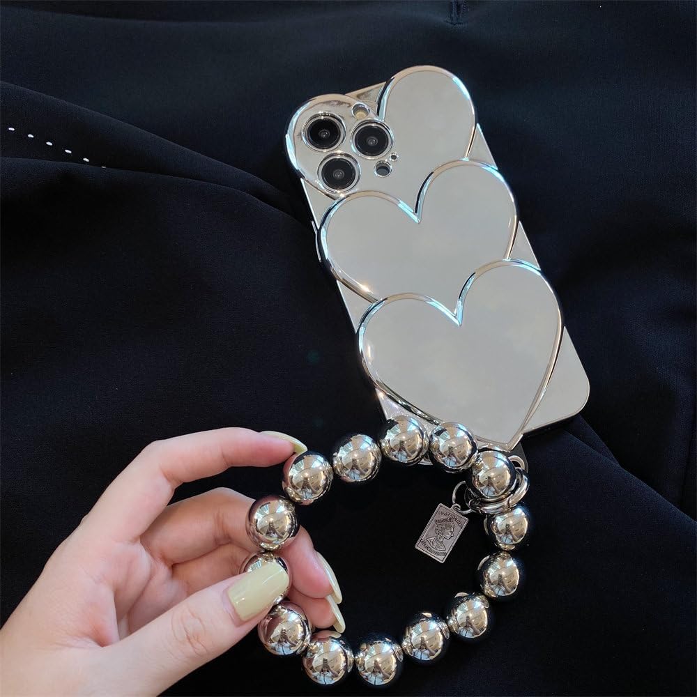 Luxury Silver Plated Heart Case With Chain