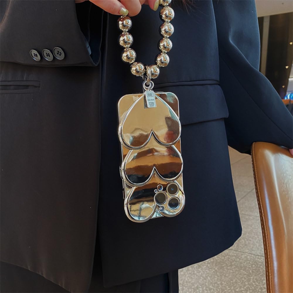 Luxury Silver Plated Heart Case With Chain