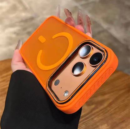Orange Matte Magnetic Magsafe with Black Camera Border Case