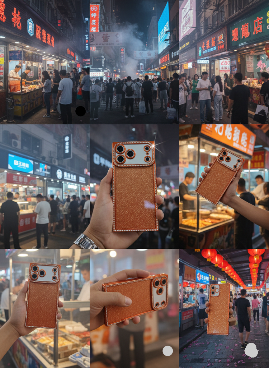 Orange Square Glitter Stones Case (17 Pro & 17 Pro Max)