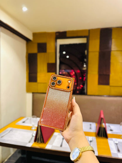 Orange Square Glitter Stones Case (17 Pro & 17 Pro Max)