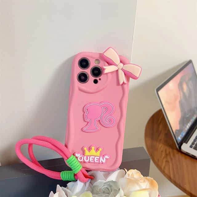 Queen iPhone Case with Bow and Lanyard - Elegance & Protection