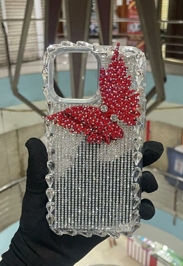 Customized Red Butterfly Stones Case - NEW