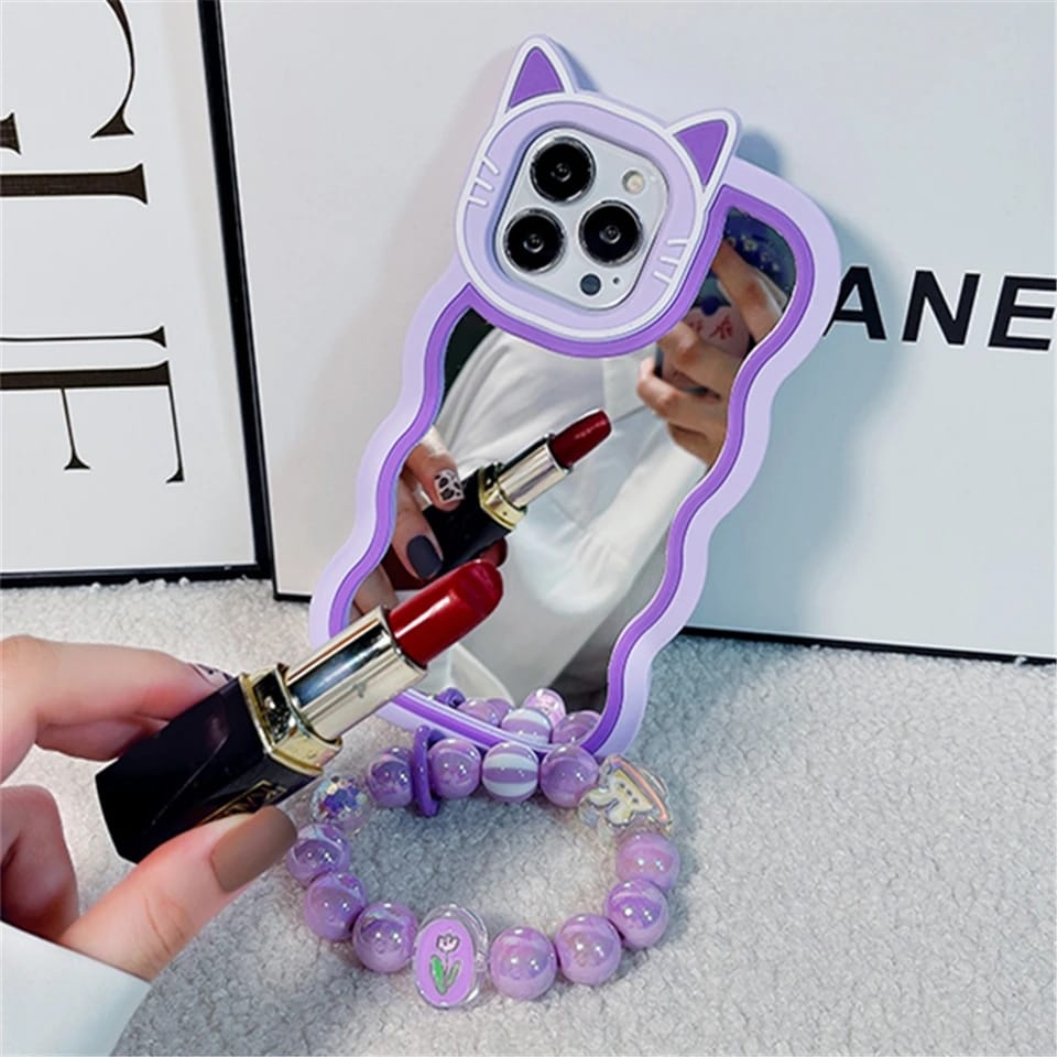 3D Purple Mirror Case with Chain