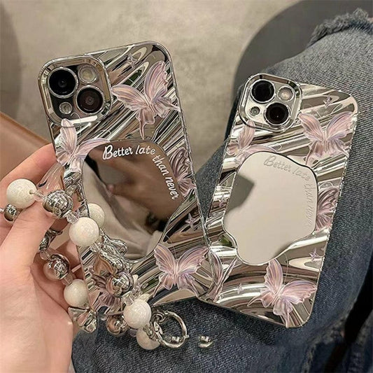 Butterfly Mirror Case With Chain