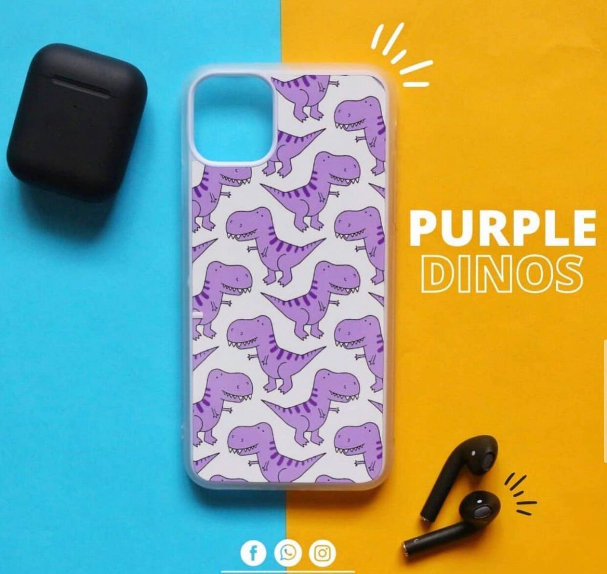 2D Purple Dinos Customized Case