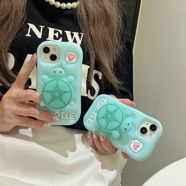 3D Green Turtle Case with Holder (Glow in the Dark)