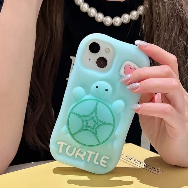 3D Green Turtle Case with Holder (Glow in the Dark)