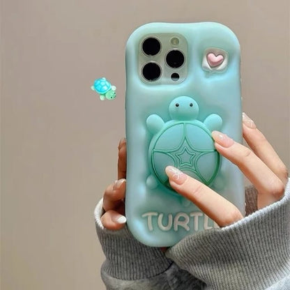 3D Green Turtle Case with Holder (Glow in the Dark)