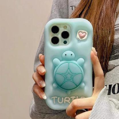 3D Green Turtle Case with Holder (Glow in the Dark)