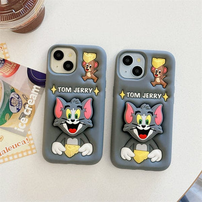 3D Tom & Jerry Cartoon Case With Holder (NEW)