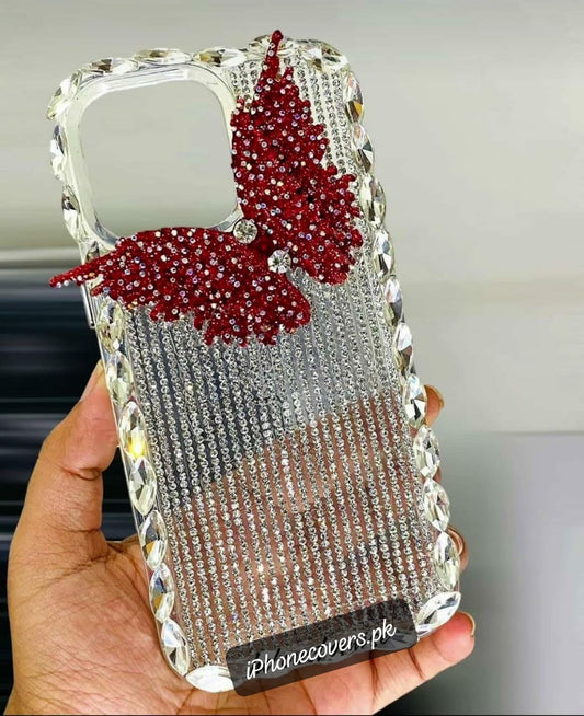 Customized Red Butterfly Stones Case - NEW