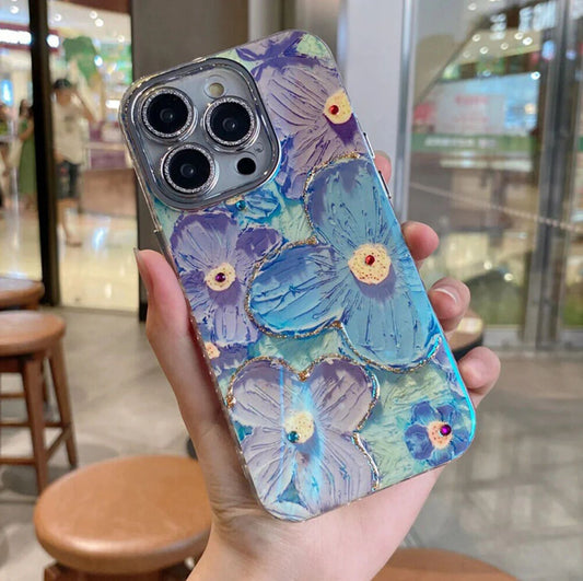 New Floral Glitter Lens Case