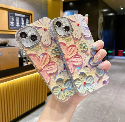 New Floral Glitter Lens Case