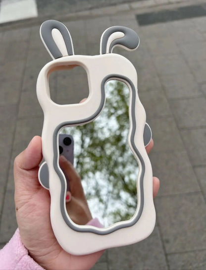 3D Silicone Rabbit Ear Mirror Case