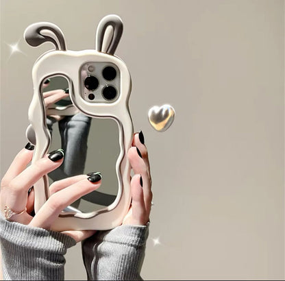 3D Silicone Rabbit Ear Mirror Case