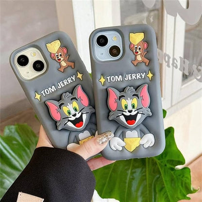 3D Tom & Jerry Cartoon Case With Holder (NEW)