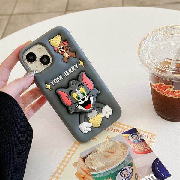 3D Tom & Jerry Cartoon Case With Holder (NEW)
