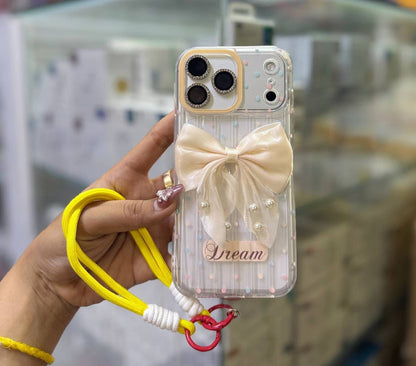 Cute Pearl Bow Case With Hanging Rope (NEW)