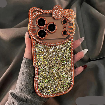 Cute Cat Shimmery Glitter Stone Case
