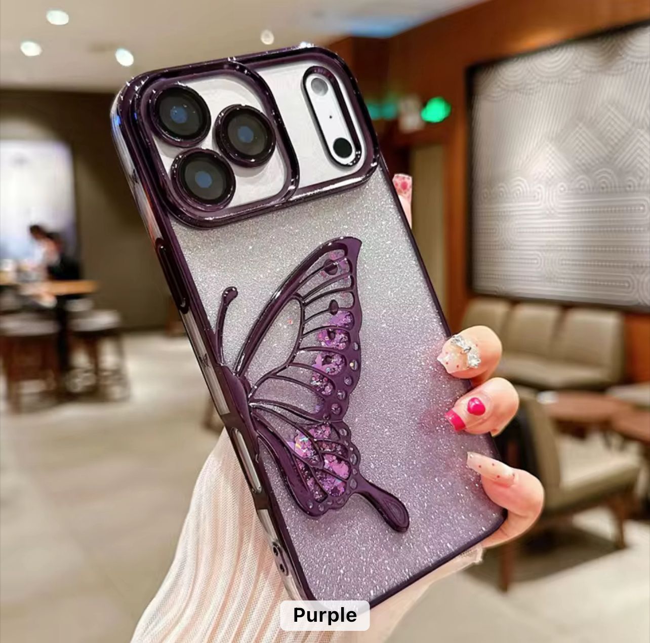 Shimmery Butterfly Glitter Case (Available in 6 colors)