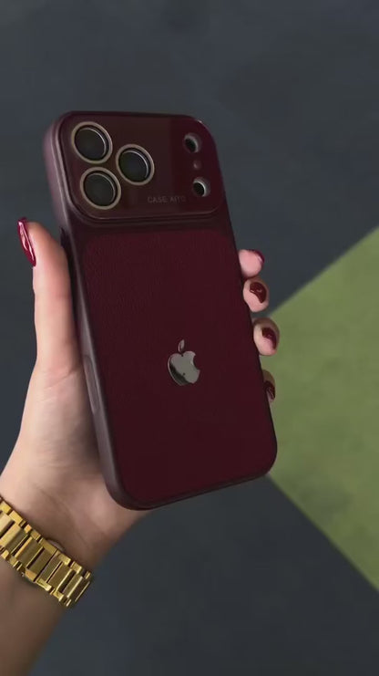 Rich Dark Cherry Leather Texture Premium Case