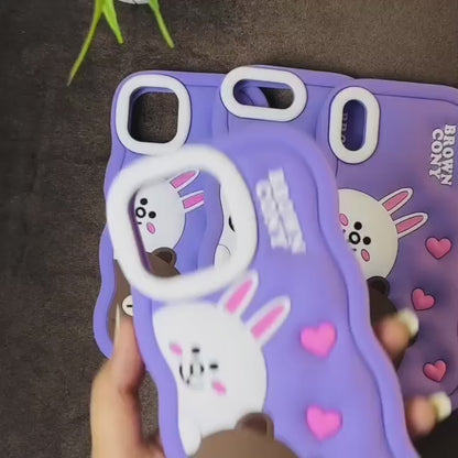 3D Cartoon Cony Bear Case (Purple Brown Black)