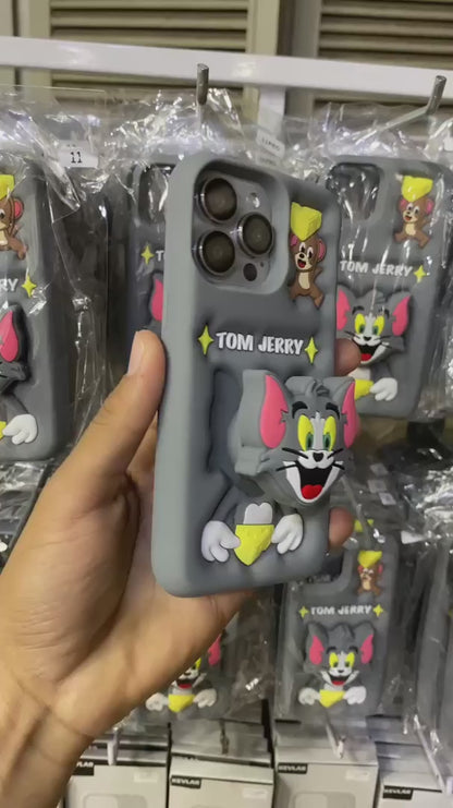 3D Tom & Jerry Cartoon Case With Holder (NEW)