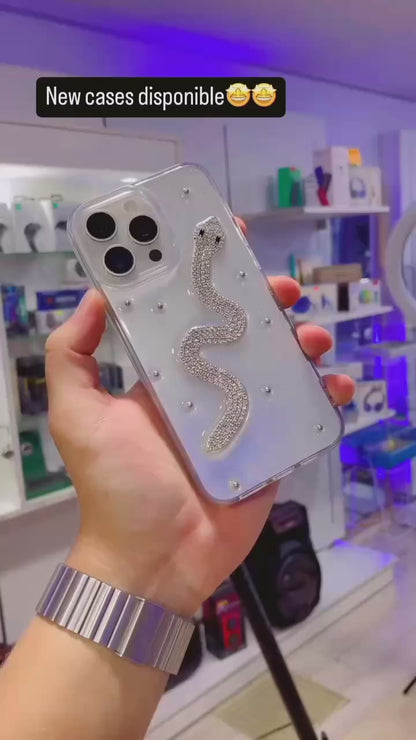 Transparent Snake Rhinestone Case