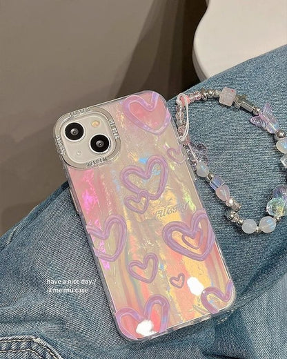 Sparkling Heart Glow iPhone Case with Charm