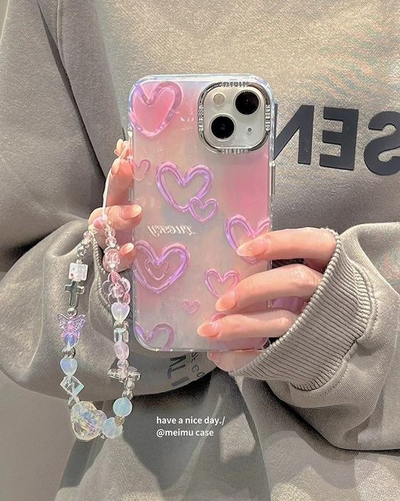 Sparkling Heart Glow iPhone Case with Charm