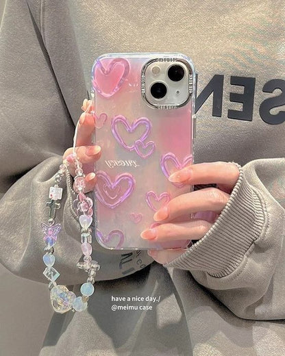 Sparkling Heart Glow iPhone Case with Charm