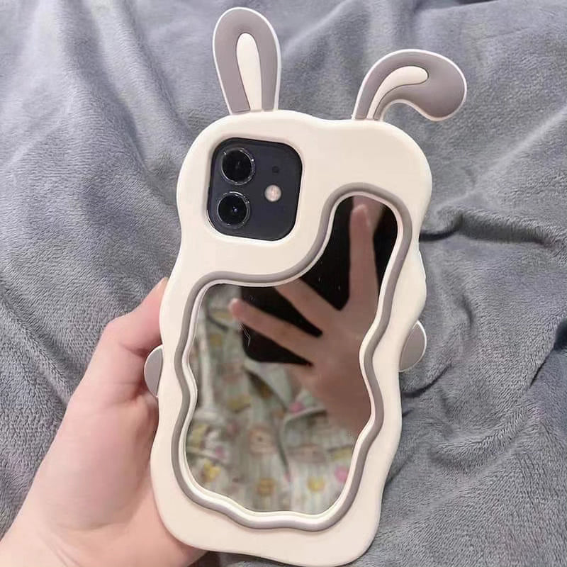 3D Silicone Rabbit Ear Mirror Case